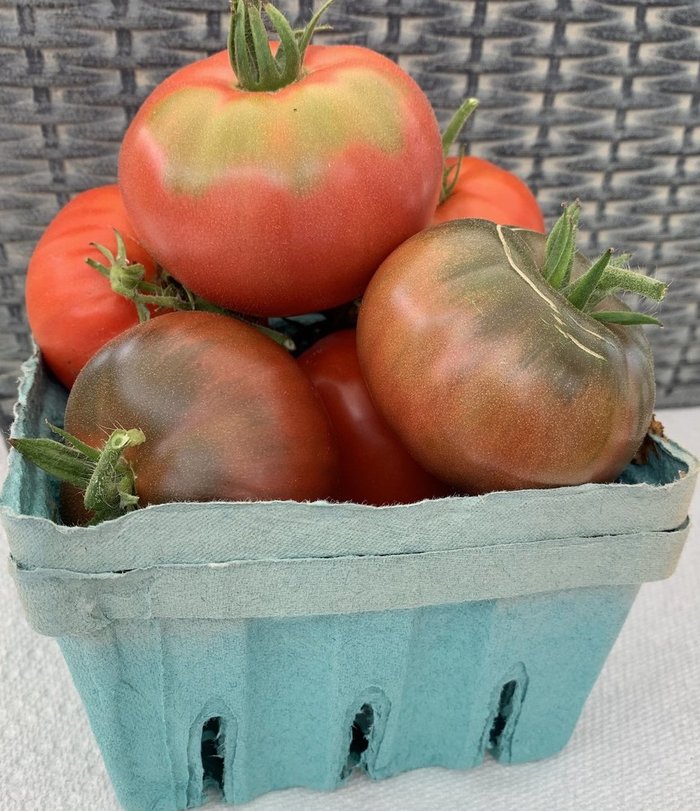A quart of heirloom tomatoes.